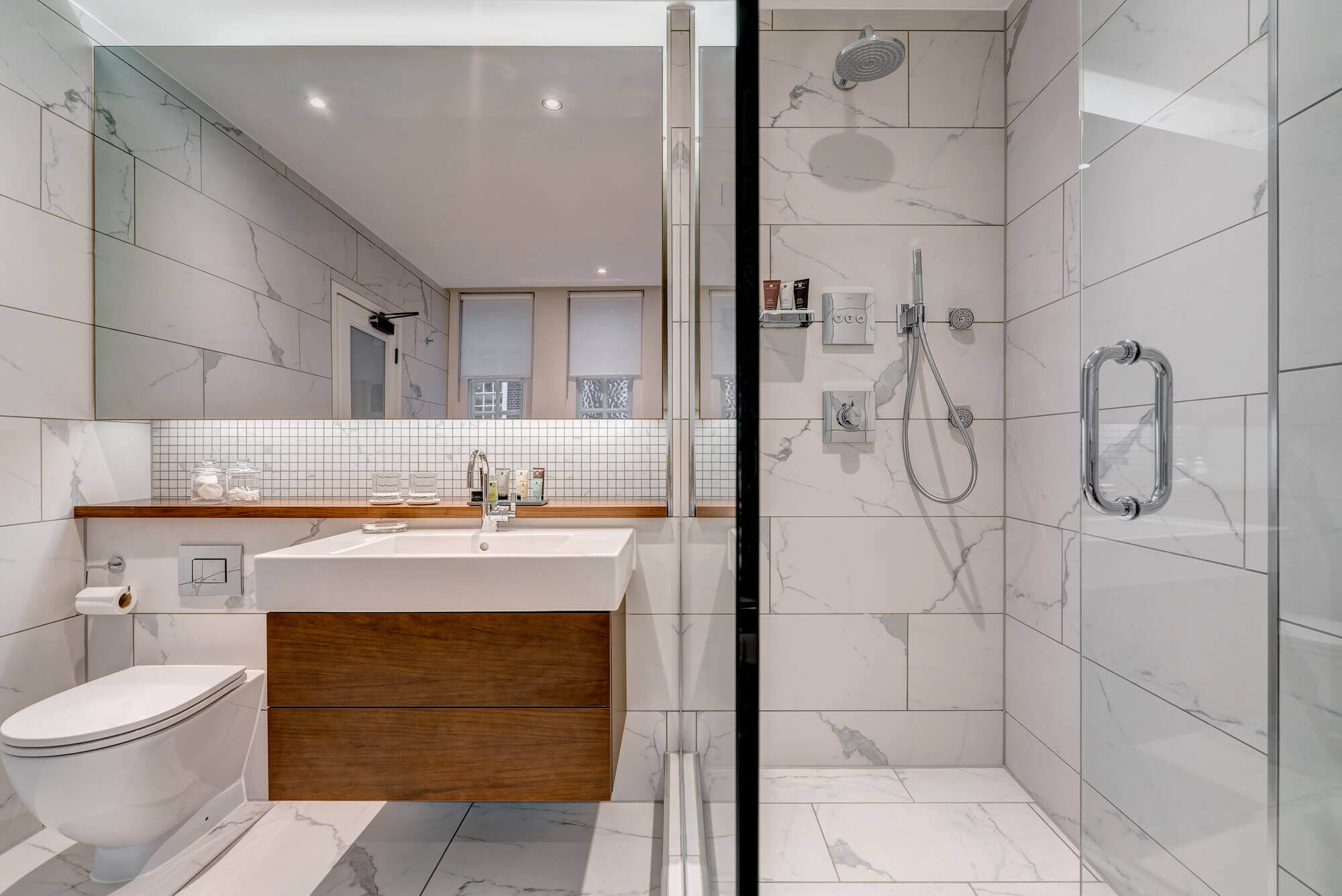 Temple Suite bathroom with walk-in shower at Apex Temple Court Hotel