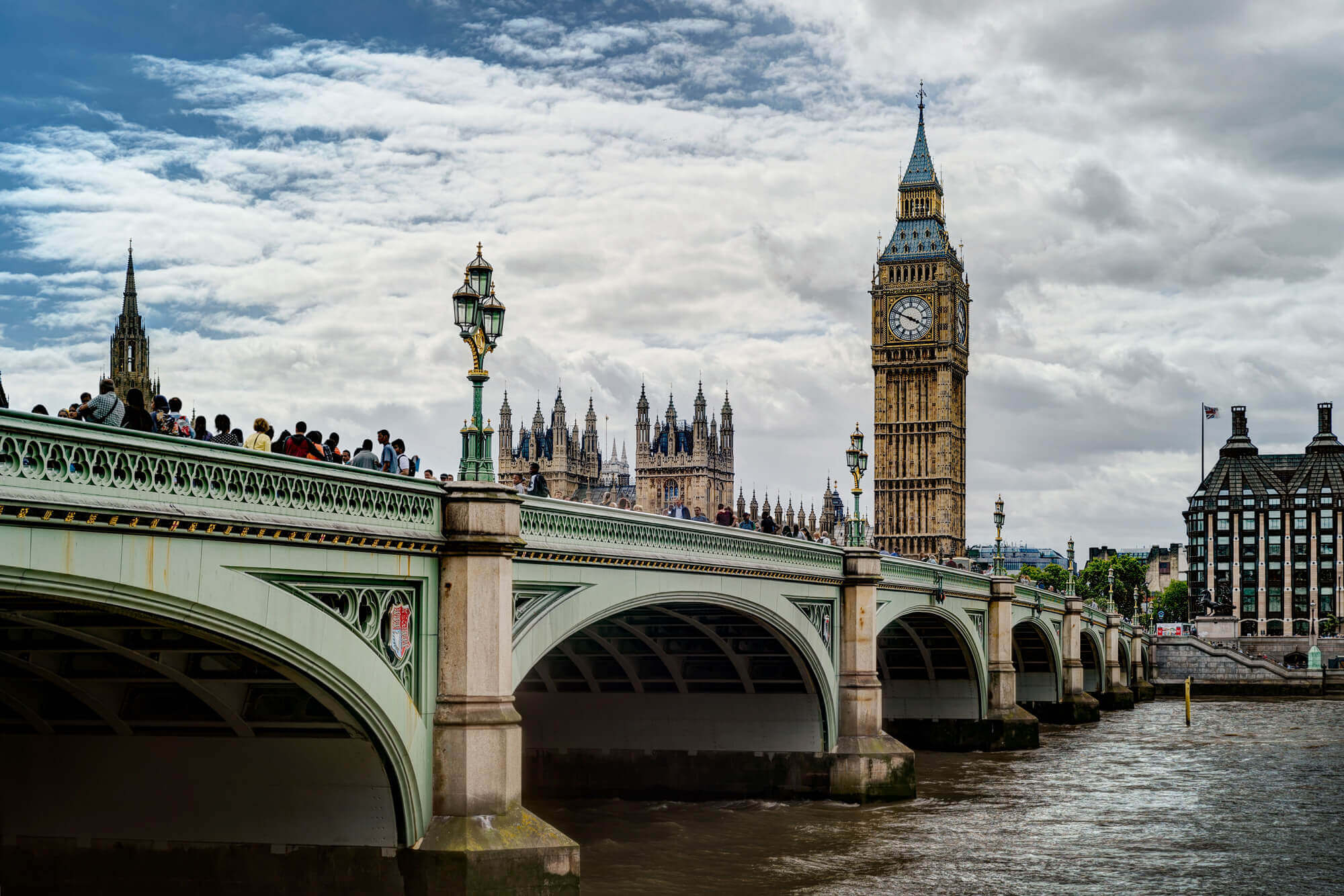 Big Ben and Westminster Bridge in London during the day